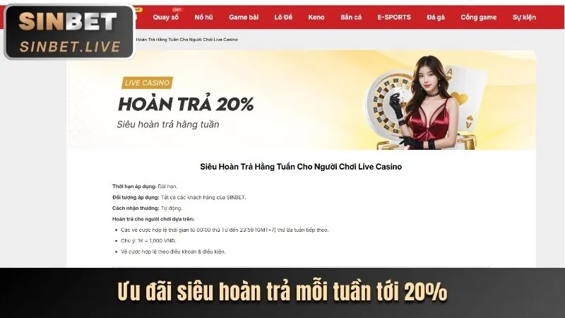 Chương trình hoàn trả hàng tuần tại 28BET